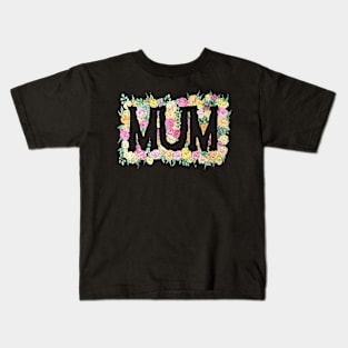 MUM - Floral - Watercolour Kids T-Shirt